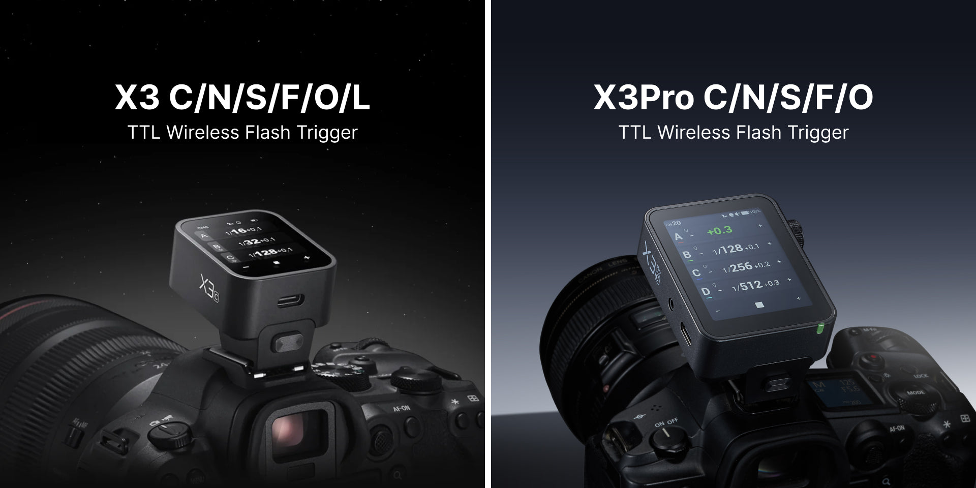 Side by side comparison of Godox X3 and Godox X3 Pro