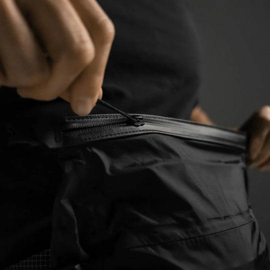 lose up view of water proof zipper