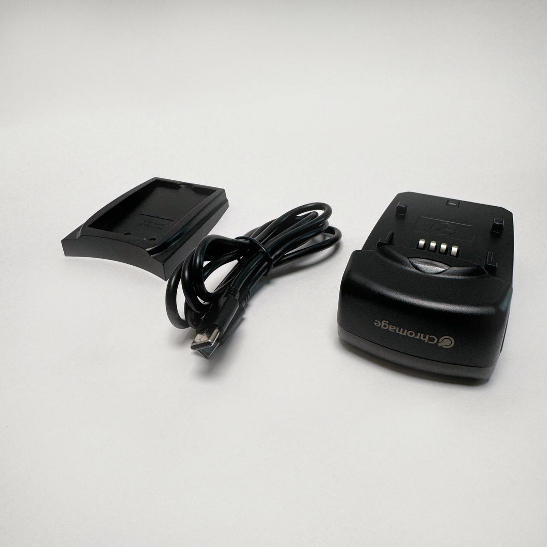Chromage Single Camera Battery Charger For Canon, Nikon, Olympus, Fujifilm, Sony (Additional USB Output)