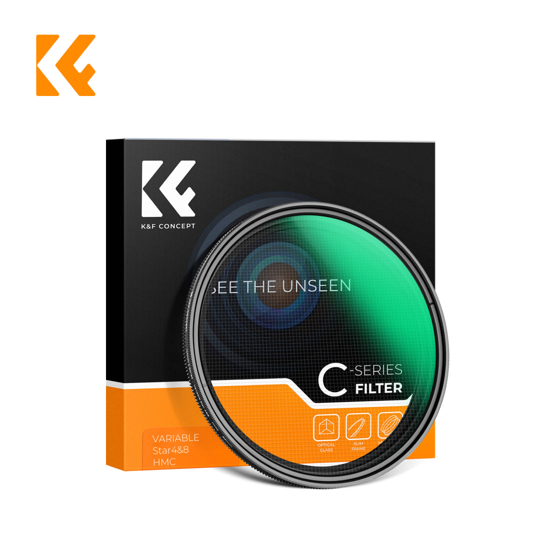 K&F Concept C-series filter packaging with filter in front on a white background