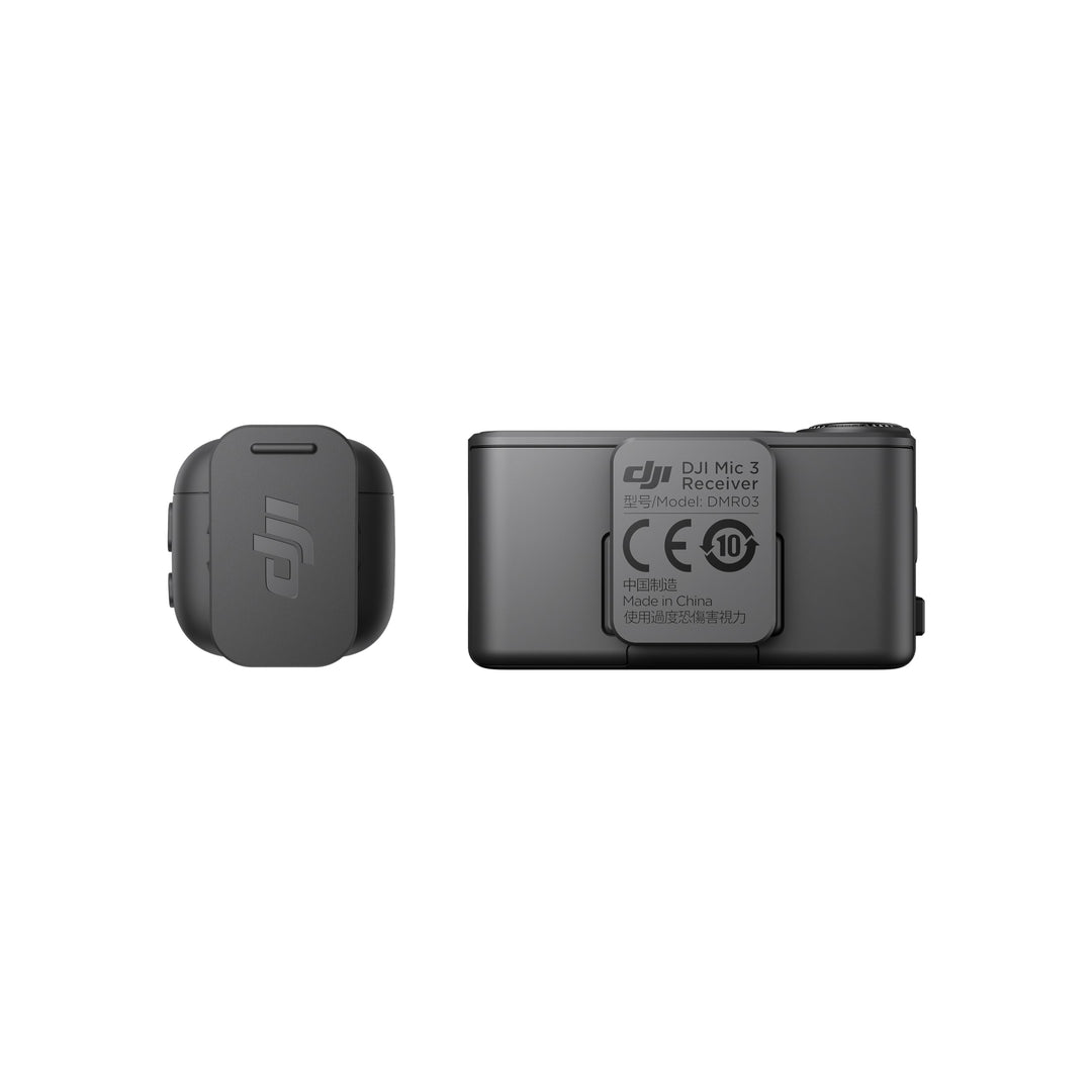 Two black electronic devices with DJI branding on a white background