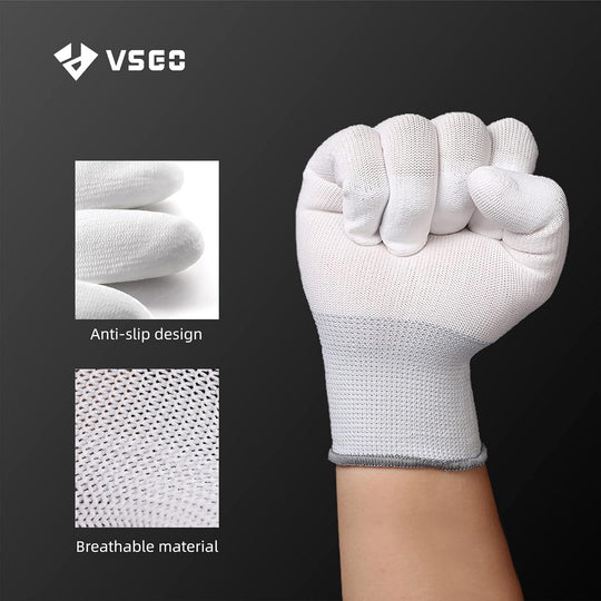 VSGO Anti-Static Cleaning Gloves DDG-1S (White) - Red Dot Photo