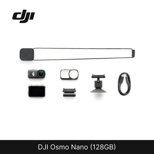 DJI Osmo Nano (128GB) with accessories on a white background