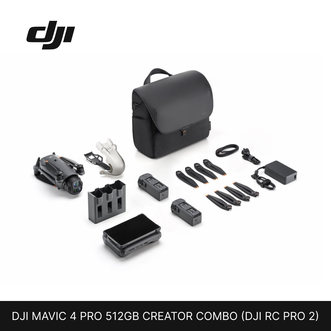 DJI Mavic 4 Pro 512GB Creator Combo with backpack on a white background