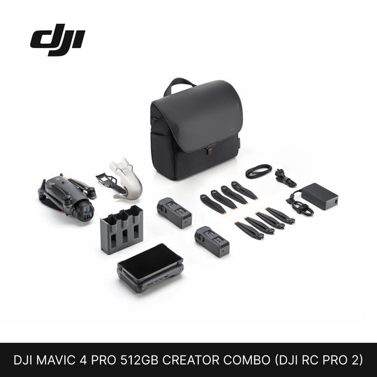 DJI Mavic 4 Pro 512GB Creator Combo with backpack on a white background