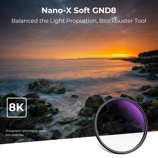 K&F Concept Nano-X Soft GND8 Filter (3 Stops) Lens Filter Soft Graduated Neutral Density Filter