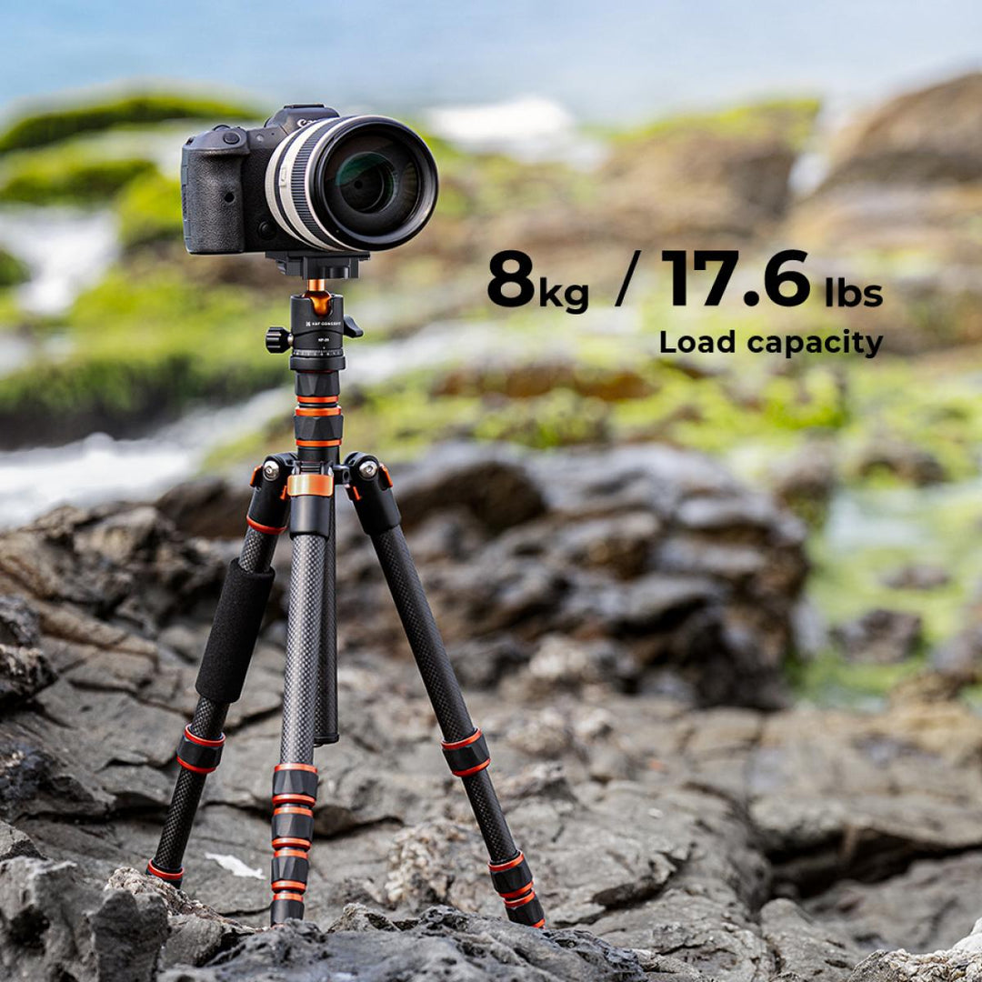 K&F Concept Carbon Fiber Camera Tripod Lightweight Ball Head & Detachable Monopod 1.5m C225C0+BH-25