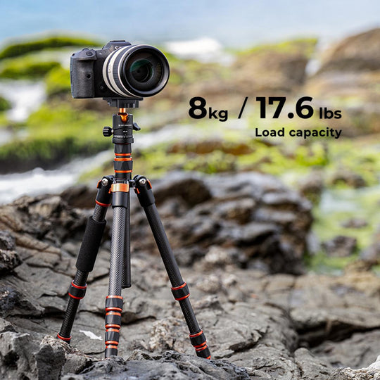 K&F Concept Carbon Fiber Camera Tripod Lightweight Ball Head & Detachable Monopod 1.5m C225C0+BH-25