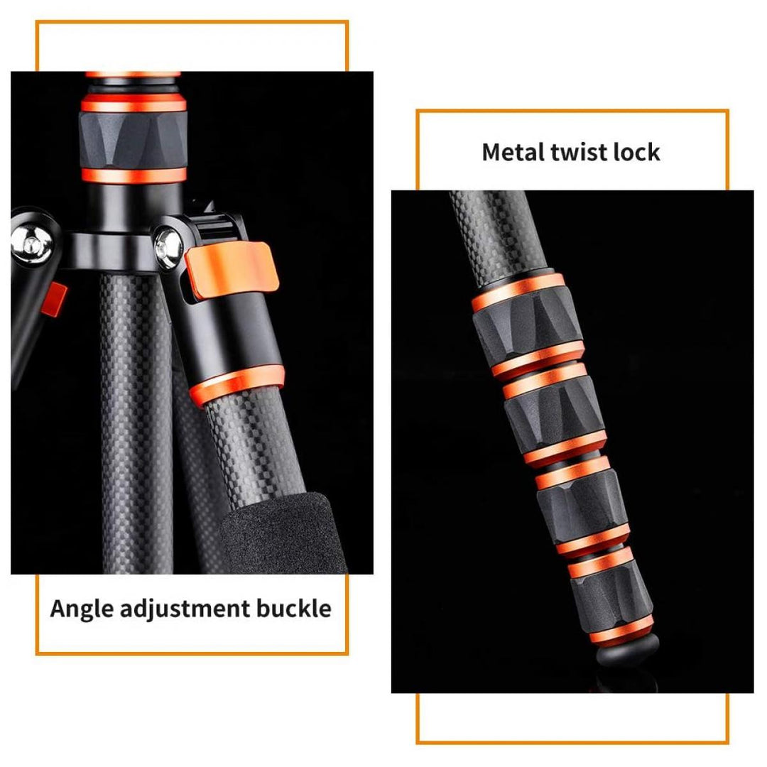 K&F Concept Carbon Fiber Camera Tripod Lightweight Ball Head & Detachable Monopod 1.5m C225C0+BH-25