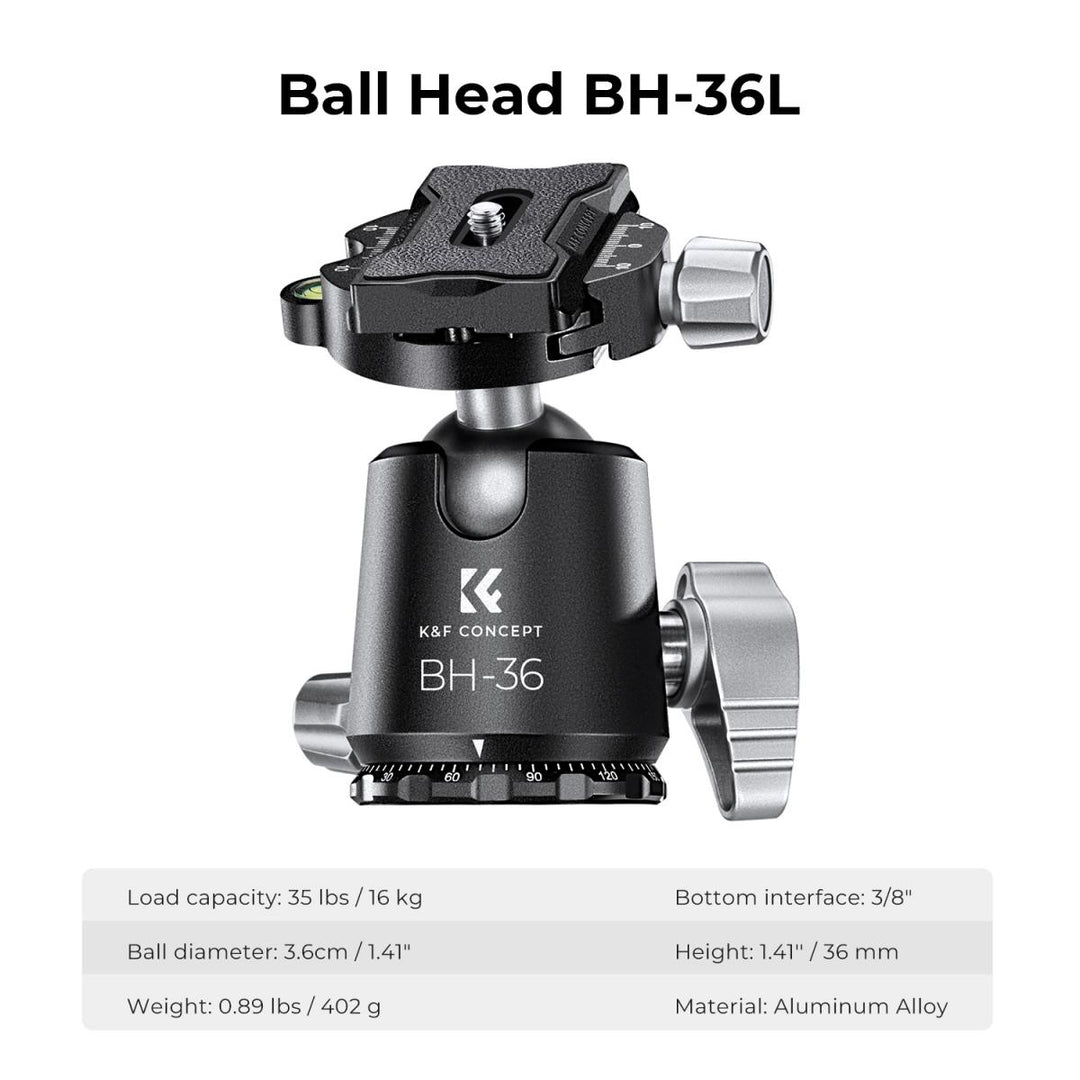 K&F Concept Carbon Fiber Tripod X254C4+BH-30