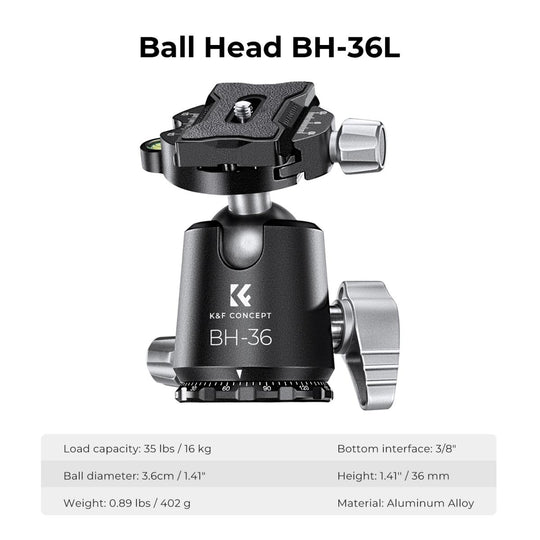 K&F Concept Carbon Fiber Tripod X254C4+BH-30