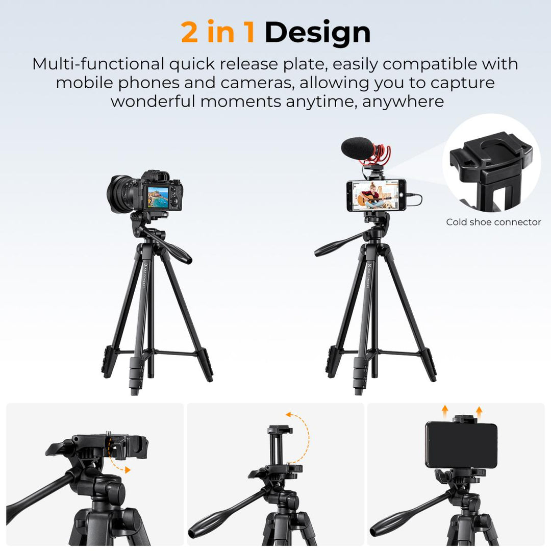 K&F Concept Aluminum Travel Tripod with Bluetooth Remote B174A1