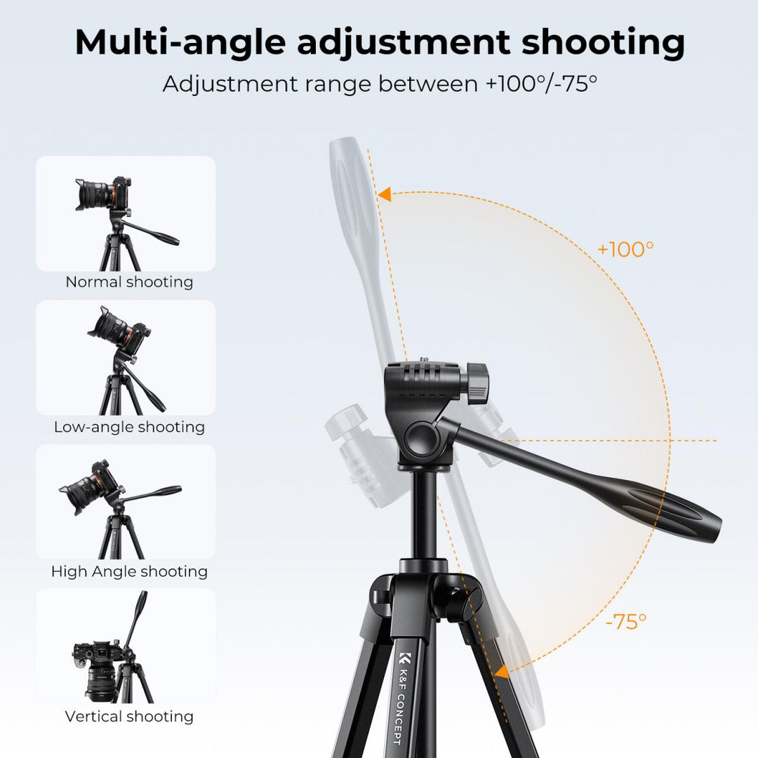 K&F Concept Aluminum Travel Tripod with Bluetooth Remote B174A1