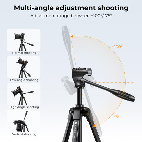 K&F Concept Aluminum Travel Tripod with Bluetooth Remote B174A1