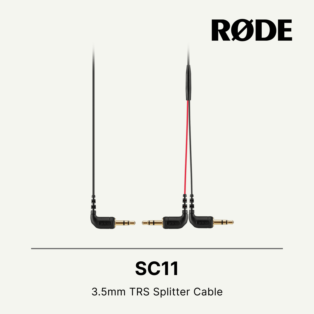 Rode SC11 3.5mm Right Angle TRS Splitter Cable for Dual Audio Input Microphone Wireless Go