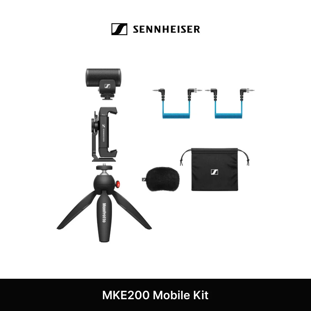 Sennheiser MKE 200 MKE200 Mobile Kit Ultracompact Camera-Mount Directional Microphone with Smartphone Recording Bundle - Red Dot Photo