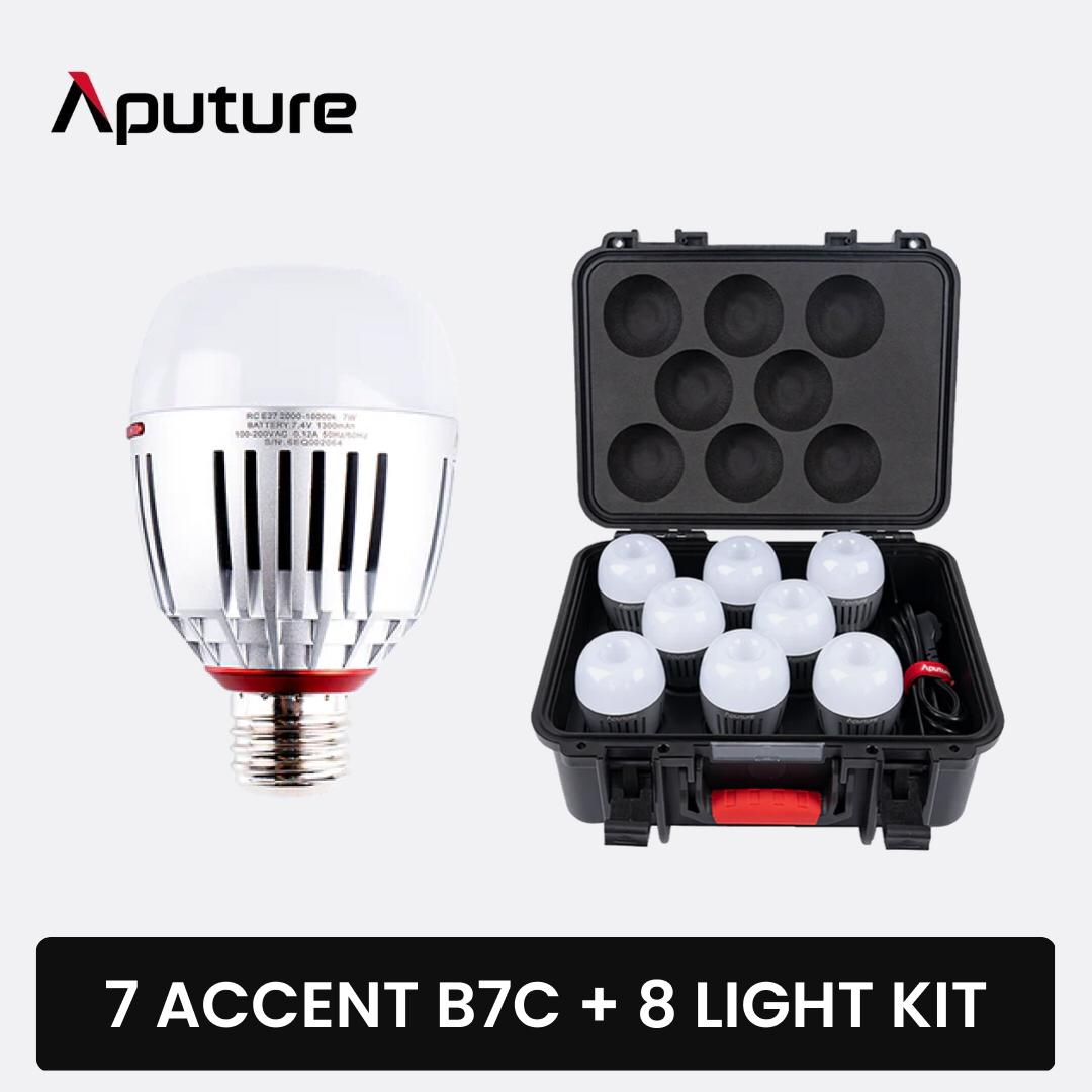 APUTURE ACCENT B7C RGBWW LED 8-LIGHT KIT WITH CHARGING CASE + 7
