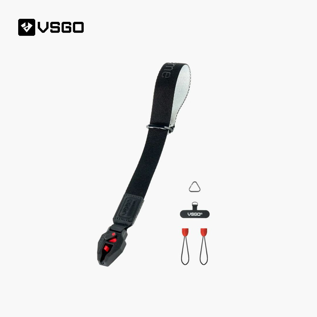 Black VSGO Black Snipe Urban Camera Wrist Strap on a white background