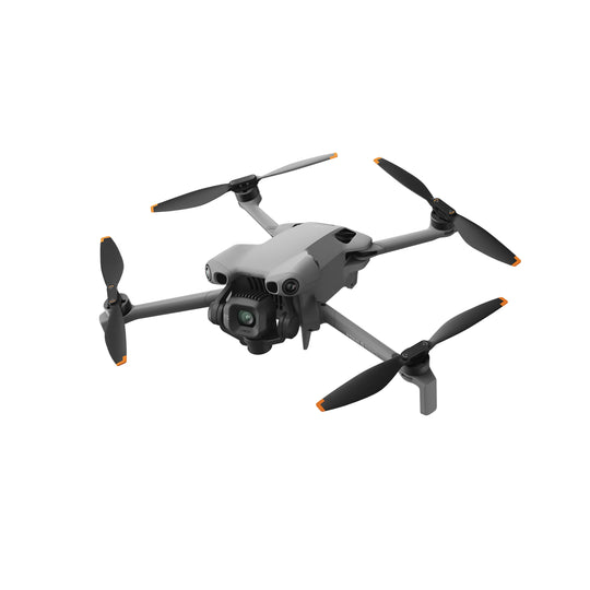DJI Mini 5 Pro drone with four propellers on a white background