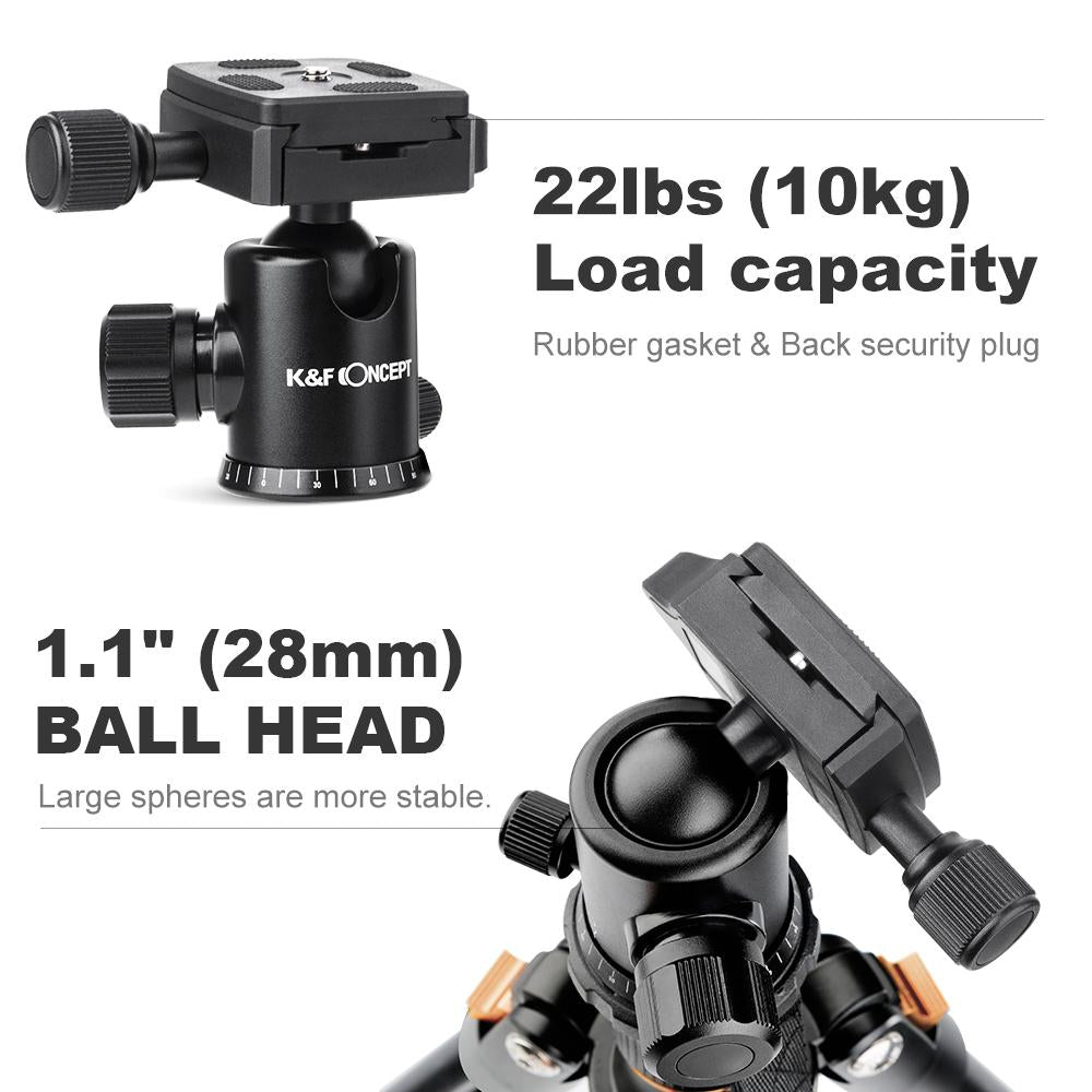 K&F TM2324 II Foldable Lightweight Aluminum Tripod