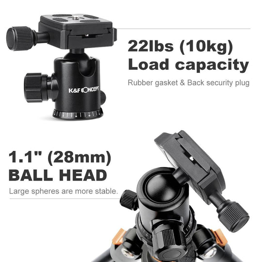 K&F TM2324 II Foldable Lightweight Aluminum Tripod