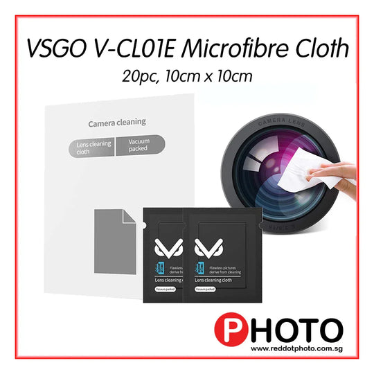 VSGO V-CL01E CL01E Microfiber Cleaning Cloths For Camera Lens, Glasses, Eyeglasses (20pcs, 10cm x 10cm) (Similar to VSGO DDC-3) - Red Dot Photo
