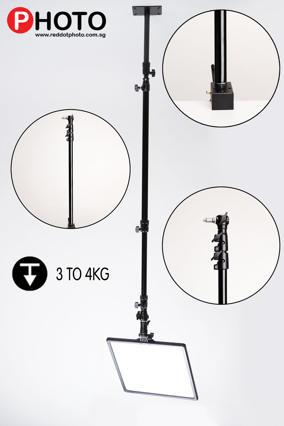Lumia Extension Rod with Spigot up to 180cm for Studio Mounting Lights and Microphones