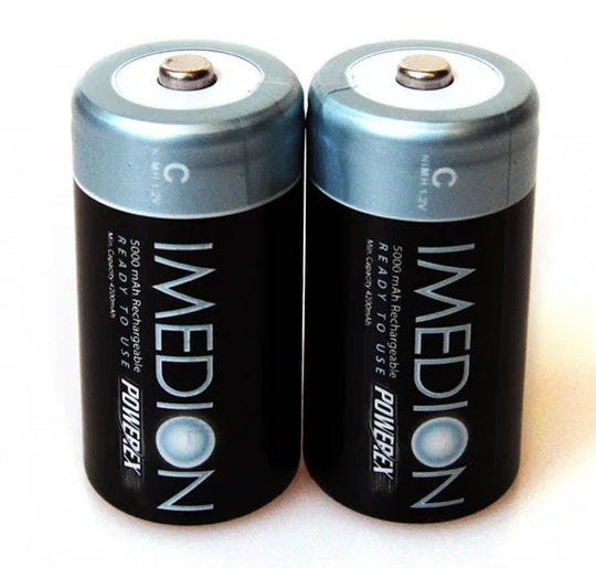 Powerex Precharged C Cell Rechargeable Batteries 5000mAh (Pack of 2) MHRCP2 - Red Dot Photo