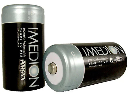 Powerex Precharged C Cell Rechargeable Batteries 5000mAh (Pack of 2) MHRCP2 - Red Dot Photo