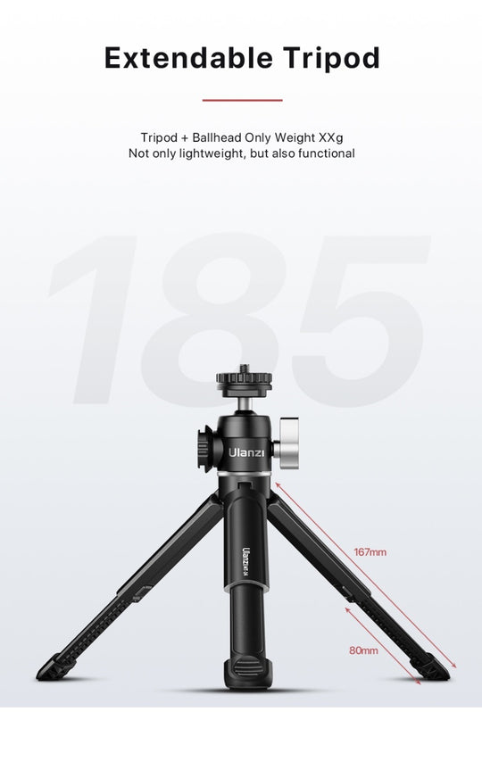 Ulanzi U-Vlog Lite Vlog Kit Extendable Tripod Dual Cold Shoe Ballhead Vlogger