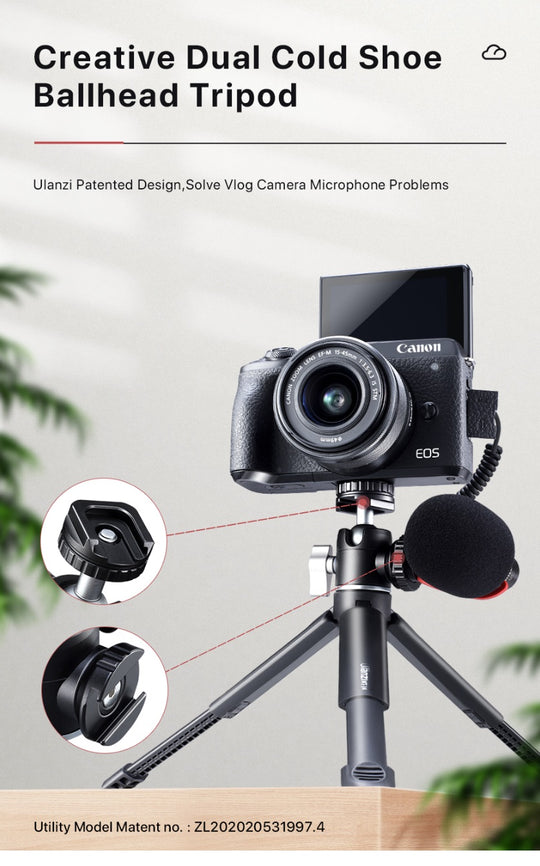 Ulanzi U-Vlog Lite Vlog Kit Extendable Tripod Dual Cold Shoe Ballhead Vlogger