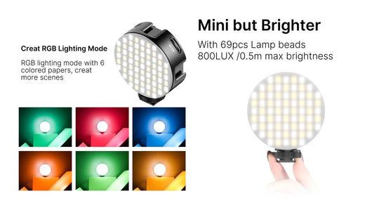 Ulanzi VL69 Bi-Color Mini Round Video Light - Red Dot Photo