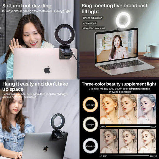 VIJIM CL07 CL-07 Ring Video Conference Light for Monitors and Laptops Tabletop Light - Red Dot Photo