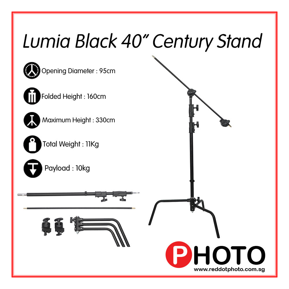 Lumia C Stand Century Stand Grip Head with 40" boom arm (Black C-stand)