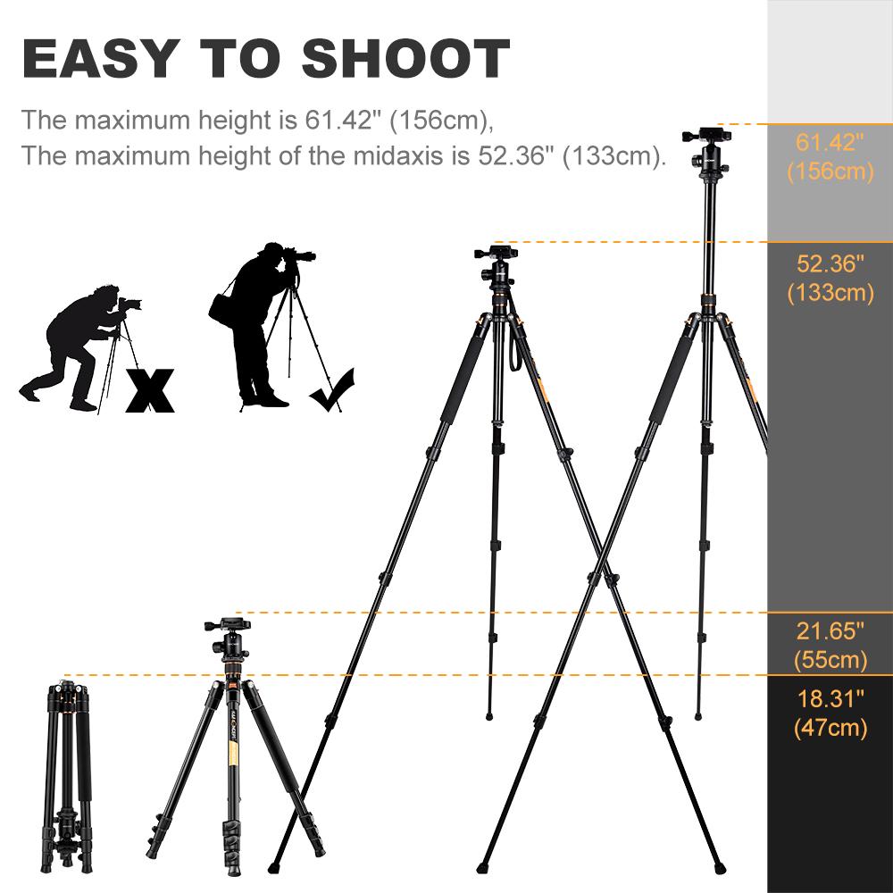 K&F TM2324 II Foldable Lightweight Aluminum Tripod