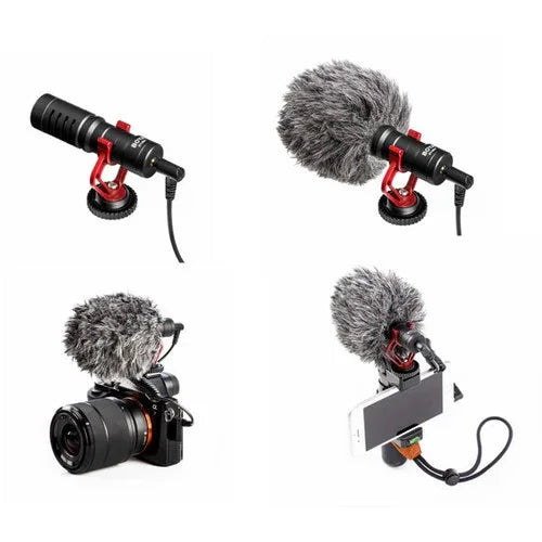 Boya BY-MM1 Universal Cardioid Microphone for Mobile Phone and DSLR Mirrorless Camera - Red Dot Photo