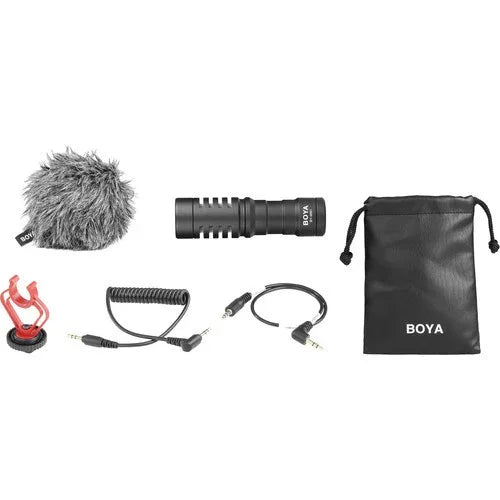 Boya BY-MM1 Universal Cardioid Microphone for Mobile Phone and DSLR Mirrorless Camera - Red Dot Photo