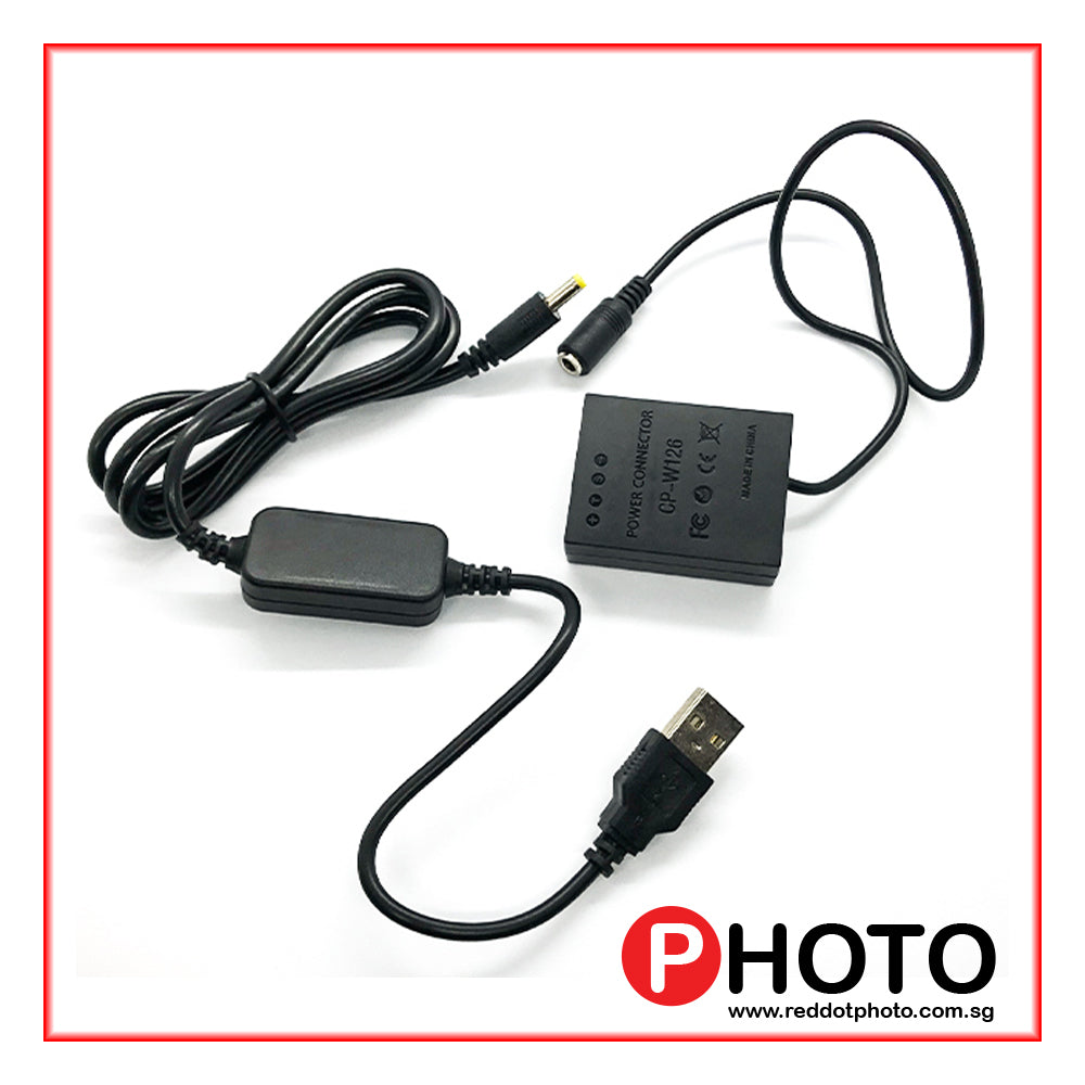 W-126 Dummy Battery for Fuji NP-W126 Compatible Cameras with USB connection