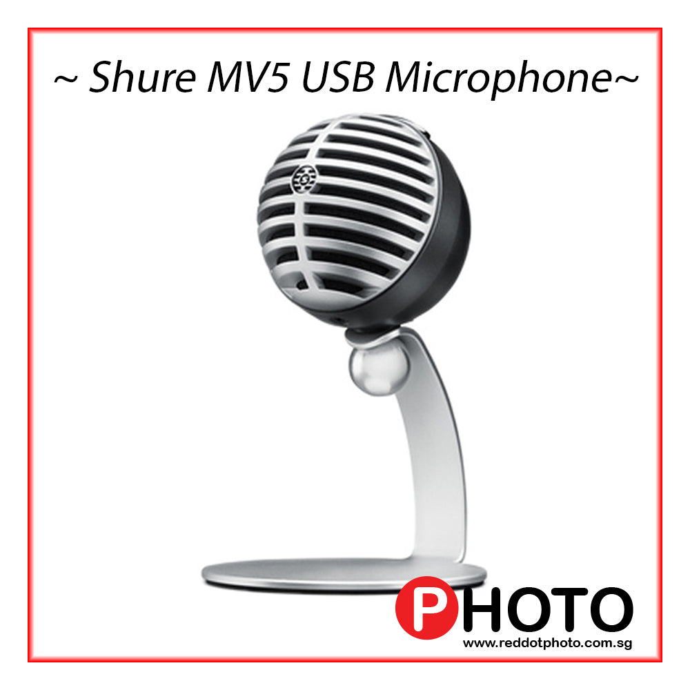 Shure MV5 Digital Condenser USB microphone for Mac, PC and Smart Devices MV5/A-LTG-A (Grey/Black/Green)