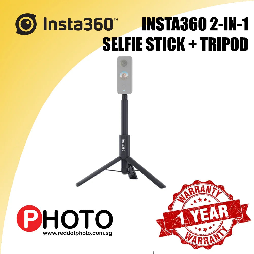 Insta360 2-in-1 Invisible Selfie Stick + Tripod for GO 2, ONE X2, ONE R, ONE X - Red Dot Photo