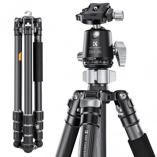 K&F Concept Carbon Fiber Tripod X254C4+BH-30