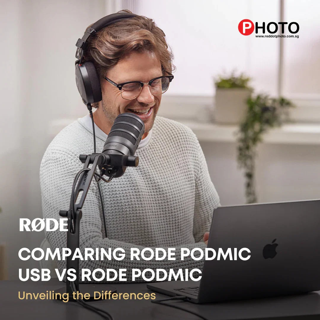 Man using Rode PodMic microphone and laptop for podcast recording at home studio