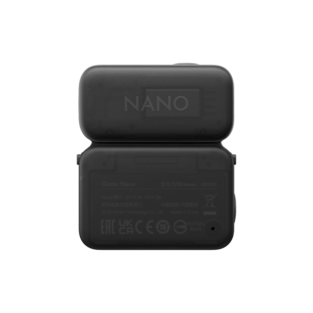 Back view of DJI Osmo Nano camera on white background