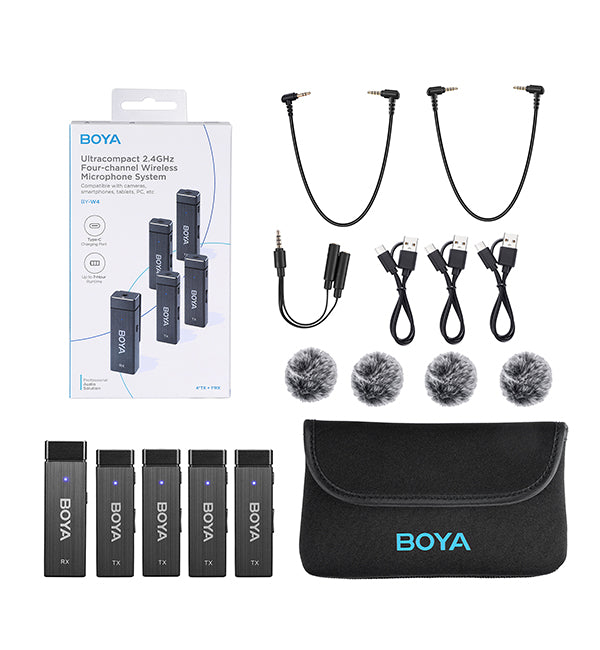 BY-W4 Ultra-Compact Four-Channel 2.4GHz Wireless Microphone System