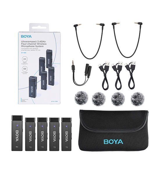 BY-W4 Ultra-Compact Four-Channel 2.4GHz Wireless Microphone System