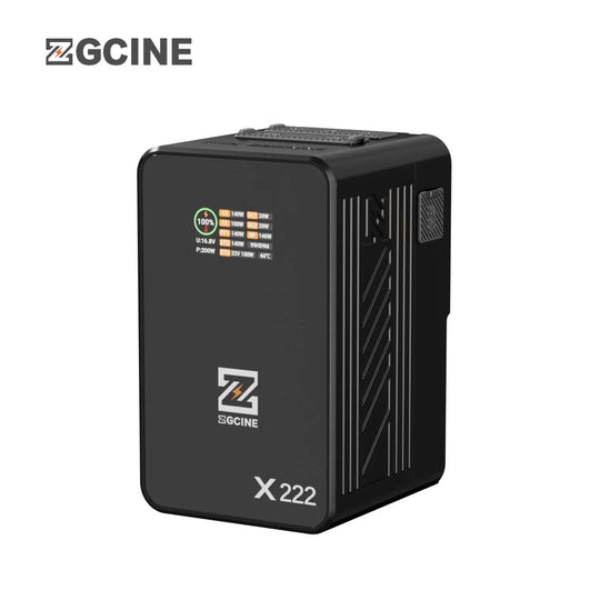 ZGCINE battery pack with digital display on a white background