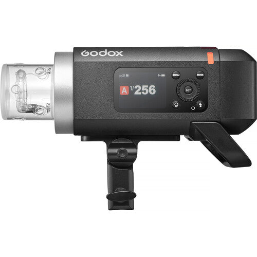 Godox camera flash unit on a white background