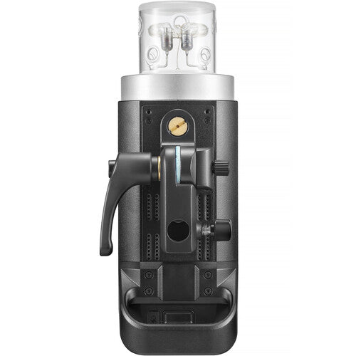 Close-up of a Godox AD400Pro II with a white background