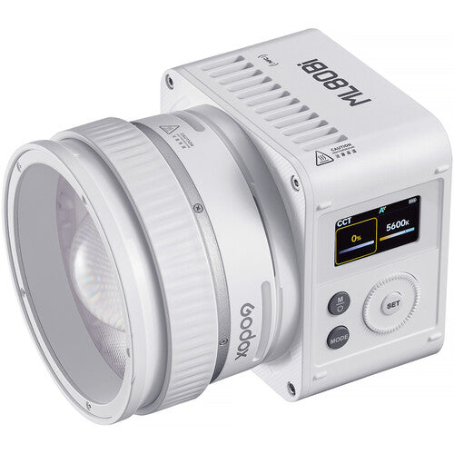 Godox studio light with digital display on a white background