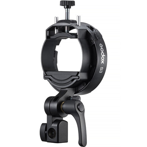 Black Godox S3 Speedlite Bracket on a white background